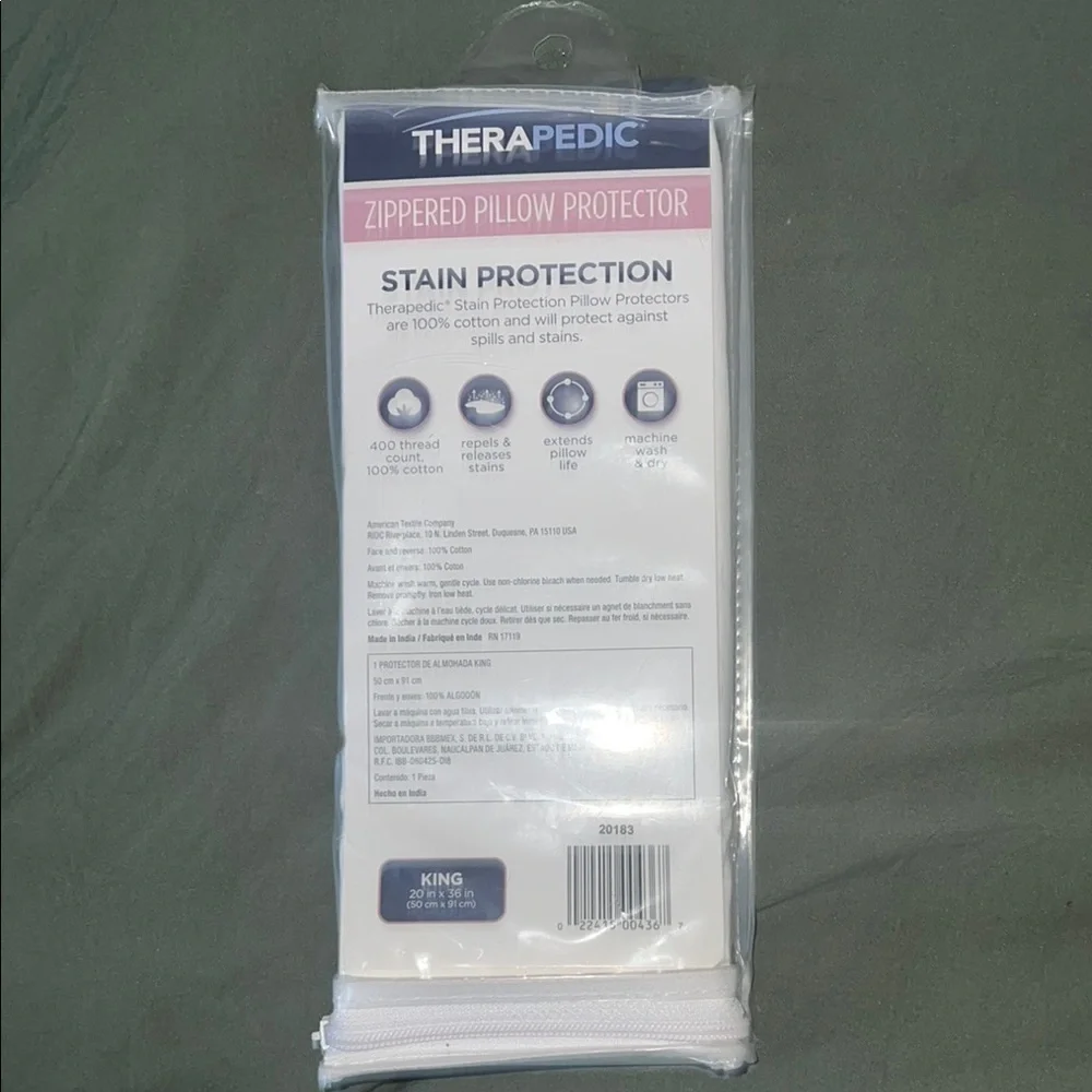 Therapeutic White Stain-Resistant Pillow Protector